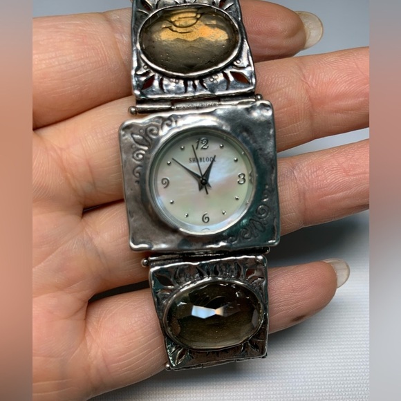 ✨ Shablool 925 Israel Sterling silver and smoky quartz watch/ - Picture 2 of 10